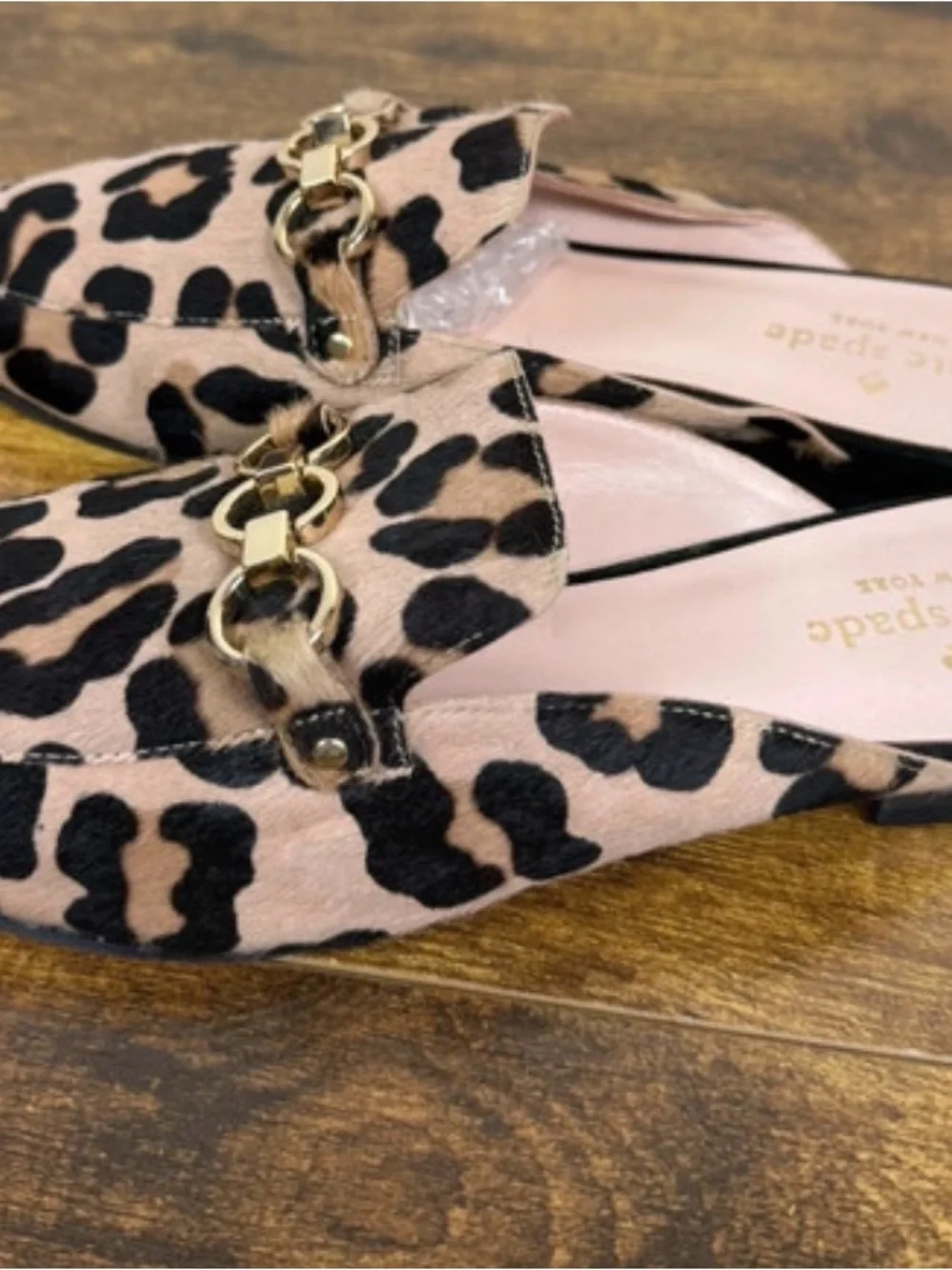 Kate Spade New York 'Cece Too' leopard print calf hair mule flats size 6m